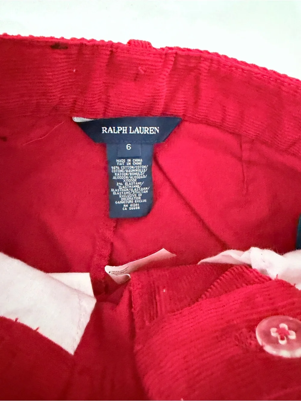 Ralph Lauren Cream Bear Sweater with Red Corduroy Pants